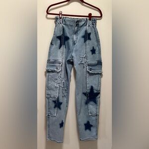Oli & Hali Blue Star-Patterned Cargo Jeans